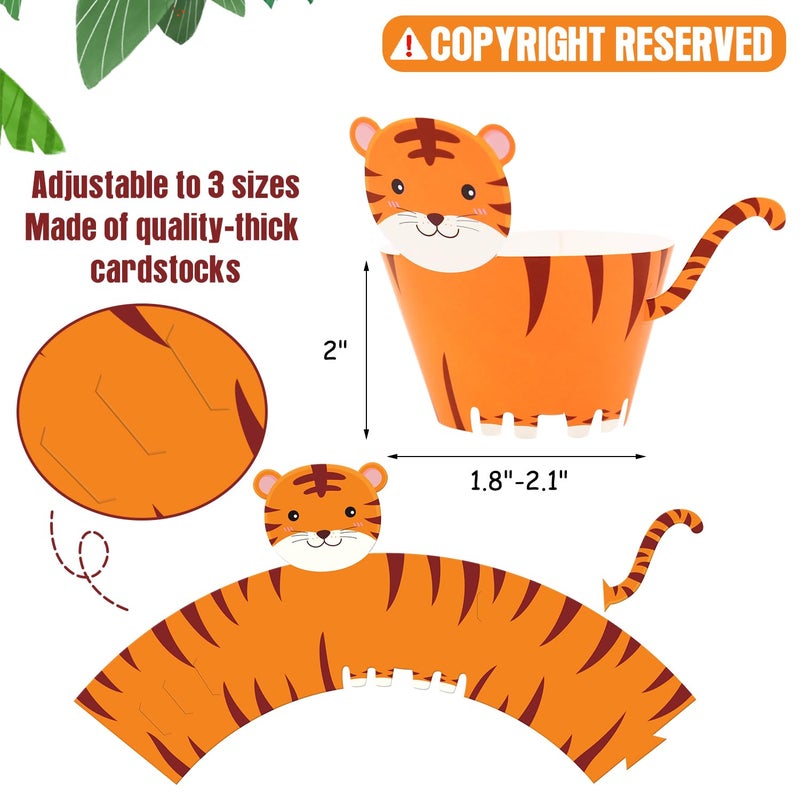 Bessmoso 48 Pcs Jungle Safari Animal Cupcake Wrappers Wild Party Cake Decorations Jungle Wild Cake Wrappers for Baby Shower Birthday Themed Decorations Safari Party Supplies - Image 3
